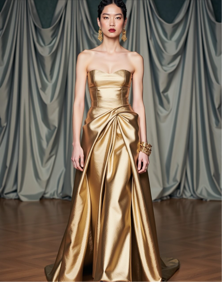Molly Strapless Gold Gown