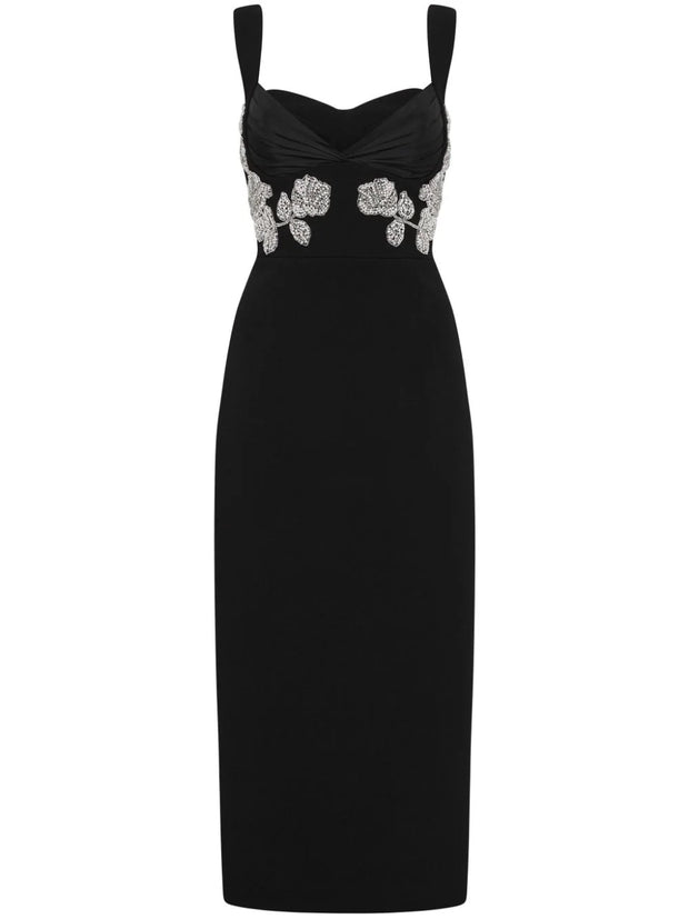 Black Midi Dress with handmade details from Bloom collection