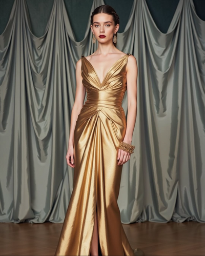 Margot Gold Drapped Dress