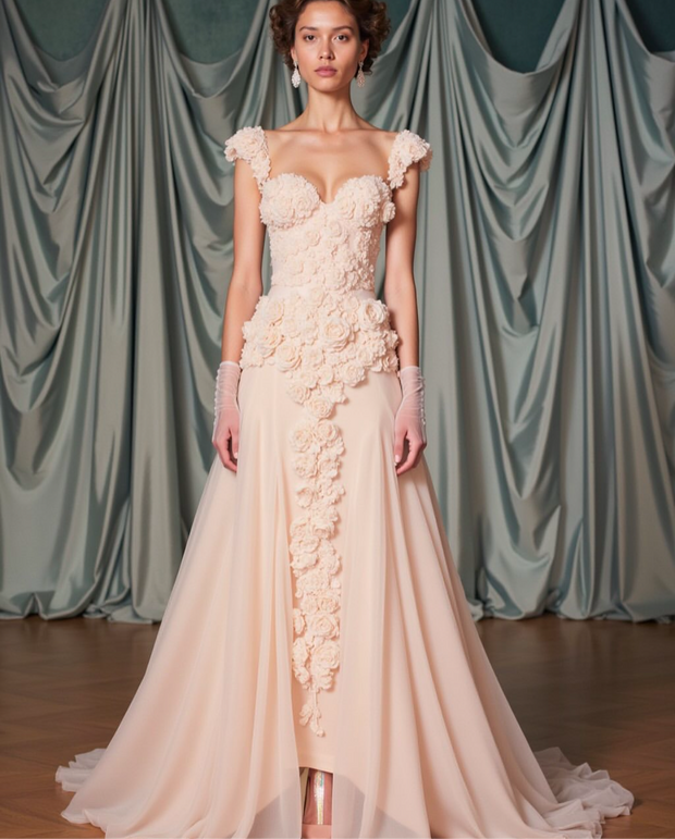 Milena 3D Flowers Gown