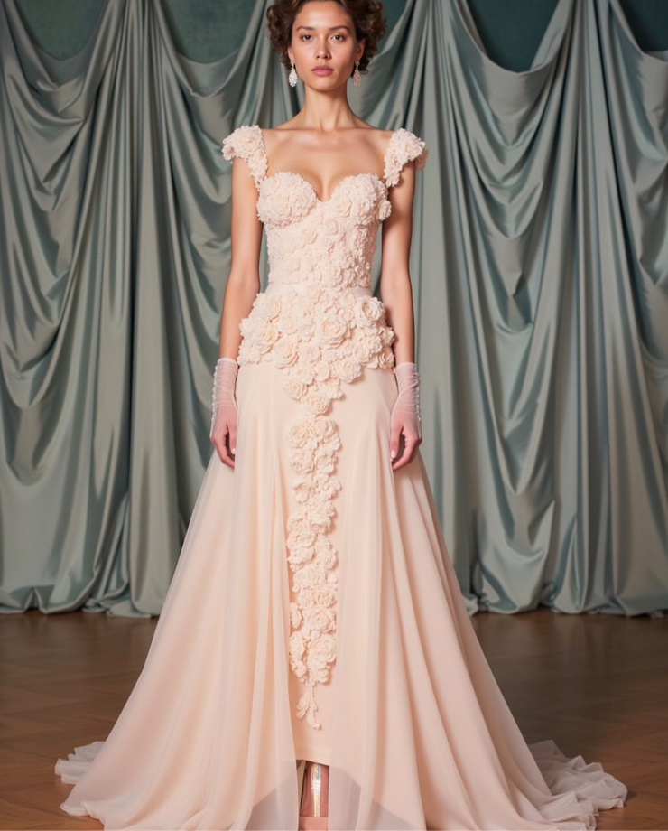 Milena 3D Flowers Gown