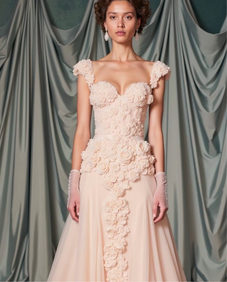 Milena 3D Flowers Gown
