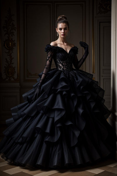 Fantasy illusion formal with ruffle edging