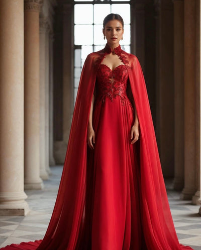 Red Passion Chiffon Handmade Dress