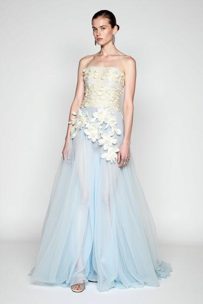3D Flowers Handmade Baby Blue Gown
