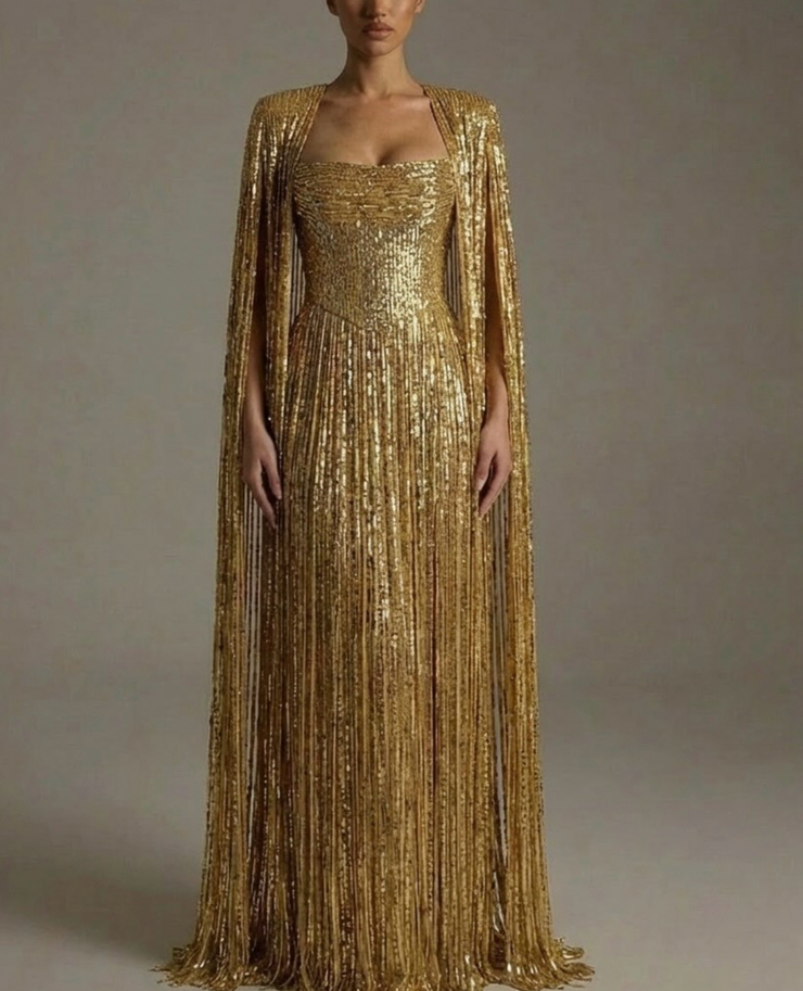catherine gold dress Gown sleeve:Short Sleeve