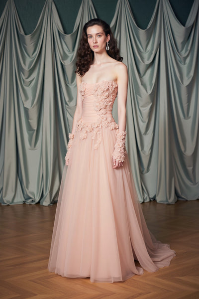 Elaya 3D Strapless Handmade Gown