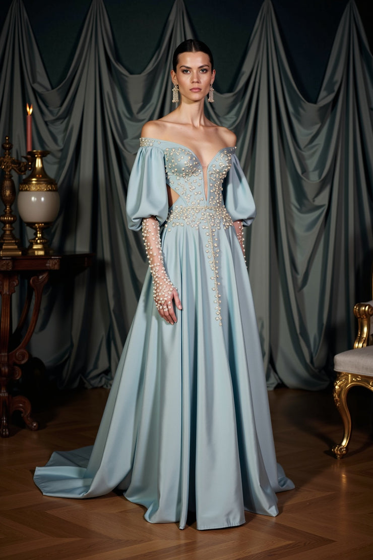 Larissa Off -Shoulder Chiffon Gown