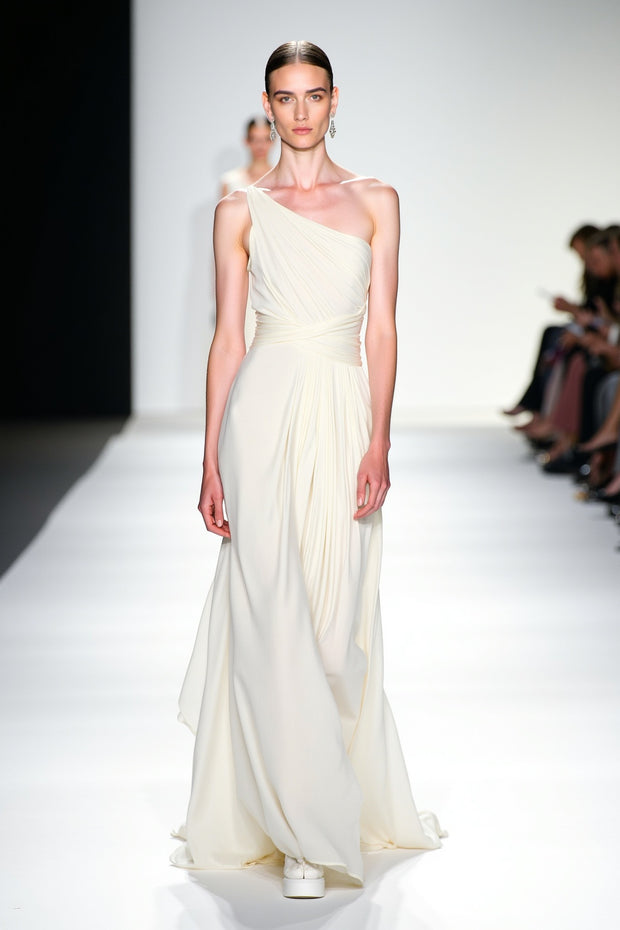 Natalie One-Shoulder Chiffon Gown