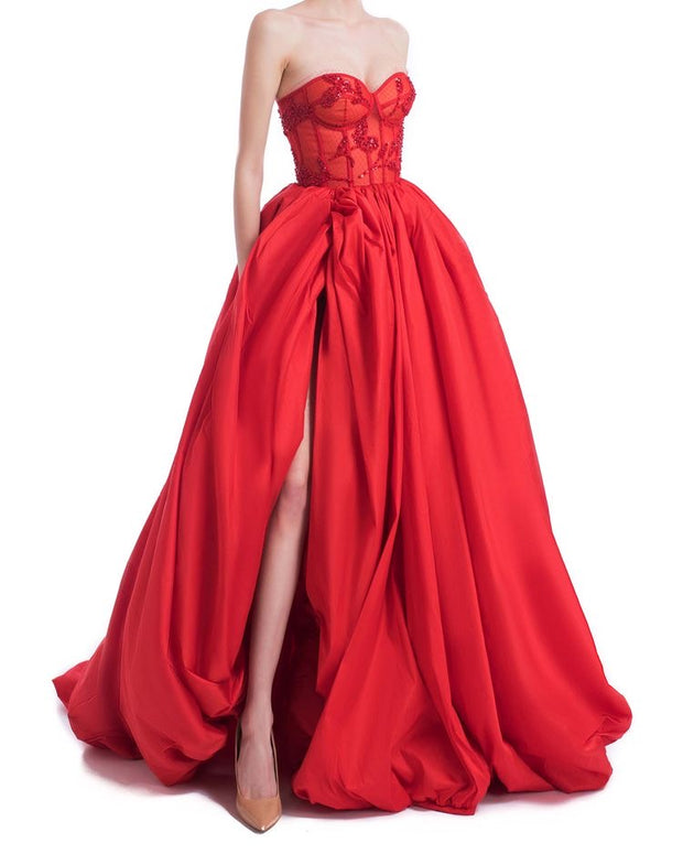 Taffeta Beaded Corset Dress