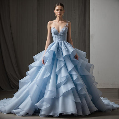 Off-the-Shoulder Organza Evening Gown