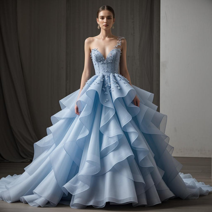 Off-the-Shoulder Organza Evening Gown