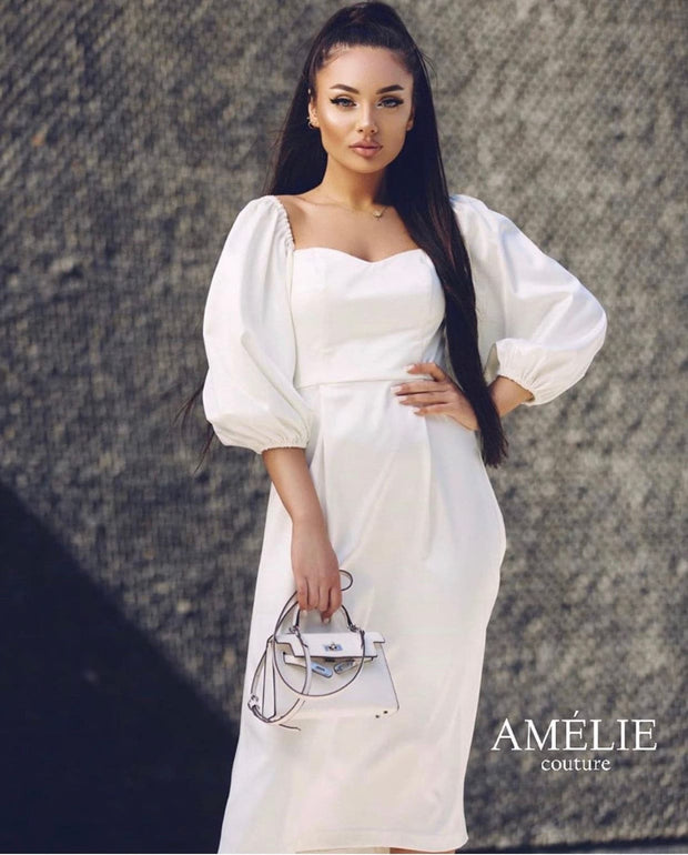 Long sleeve detail sweetheart dress - Amelie Baku Couture