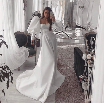 White Taffeta Bridal Dress - Amelie Baku Couture