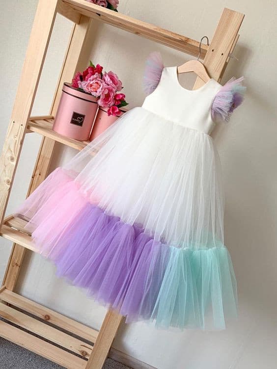 Multi-color tulle dress for girls - Amelie Baku Couture