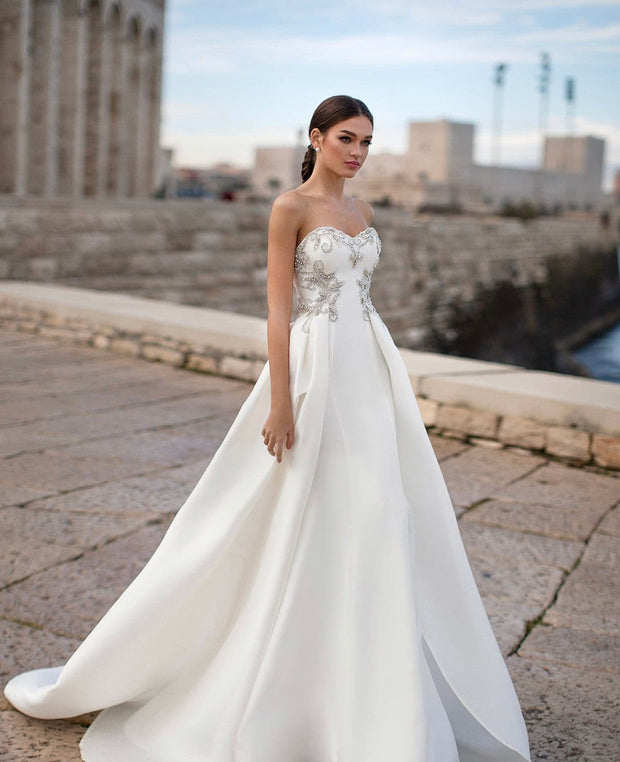 Versatile strapless gown with overskirt - Amelie Baku Couture