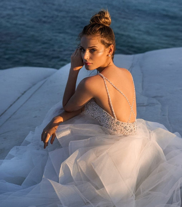 Ruffled Bridal Gown - Amelie Baku Couture
