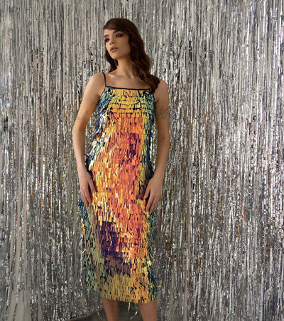 Sleeveless Sequin Shiny Mid Thigh Dress - Amelie Baku Couture