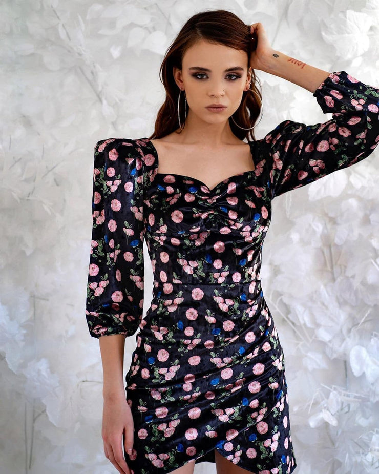 Semi-Sweetheart Mid-length Sleeve Mini Dress - Amelie Baku Couture
