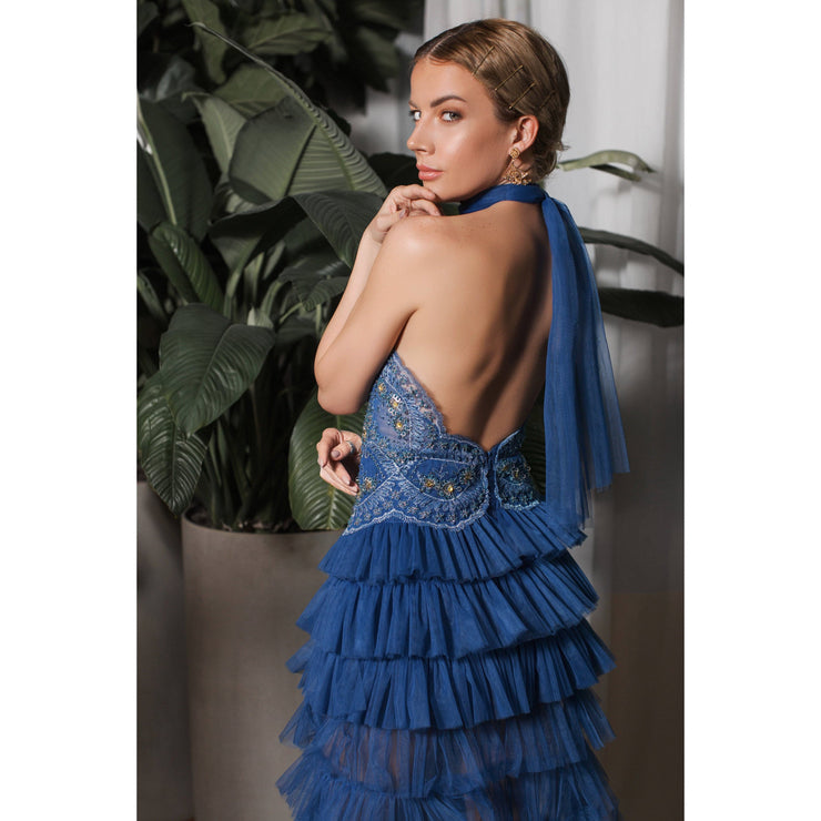 Sleeveless Ruffle Genevieve Gown - Amelie Baku Couture
