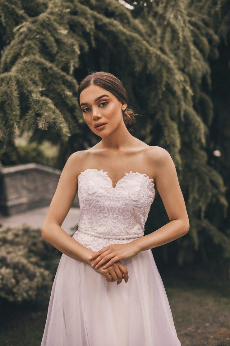 Tulle Sweetheart handmade Wedding Dress - Amelie Baku Couture
