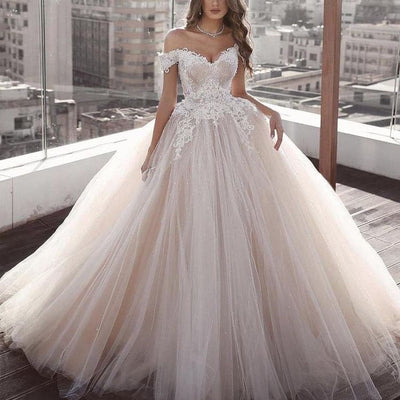 Impeccable off-the-shoulder formal weding dress - Amelie Baku Couture