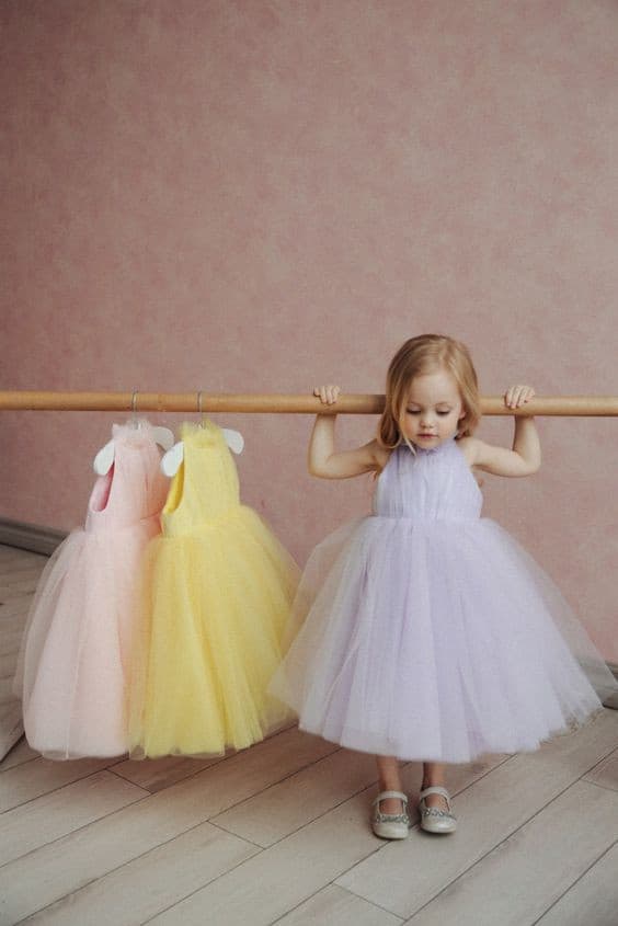 Pretty, pleated tulle dress for girls - Amelie Baku Couture