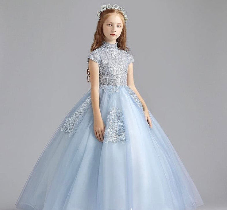 Elegant Sky Blue Flower Girl Dresses - Amelie Baku Couture