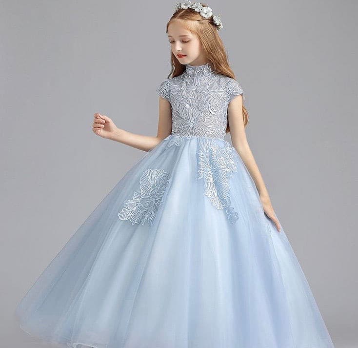 Elegant Sky Blue Flower Girl Dresses - Amelie Baku Couture