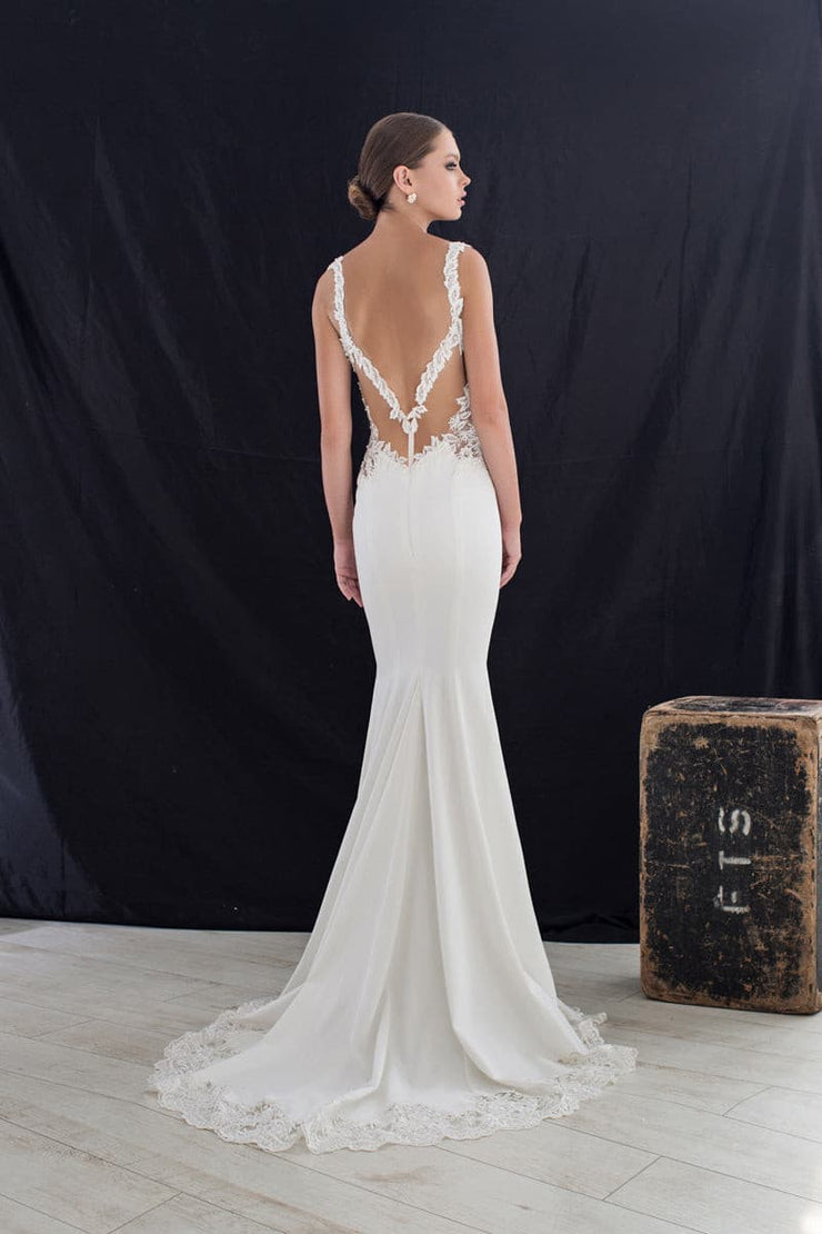 Semi-Sweetheart Neck Open Back Strapped Gown - Amelie Baku Couture