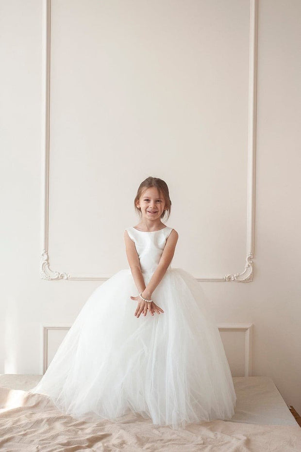 Tulle flower girl dress in white - Amelie Baku Couture