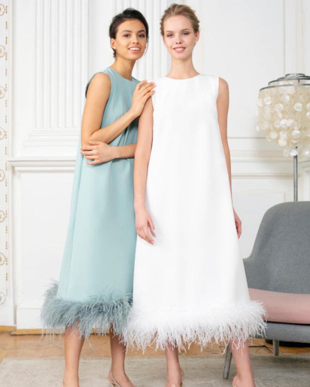 Ostrich Feather Dress - Amelie Baku Couture