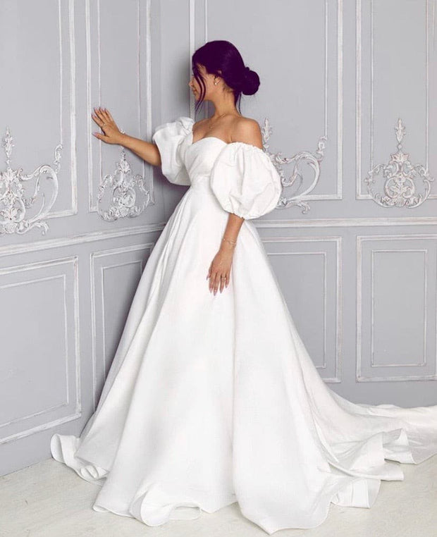 Ophelia puffed sleeves bridal dress - Amelie Baku Couture