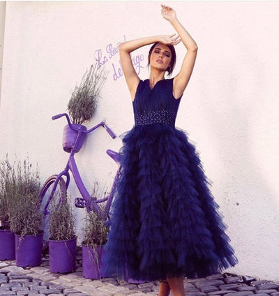 Indigo deep blue dress - Amelie Baku Couture