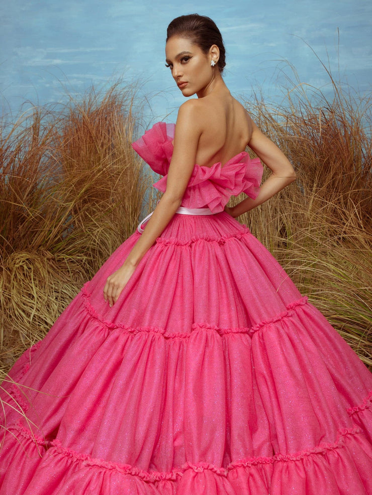 Bedelia sparkle tulle pink gown - Amelie Baku Couture