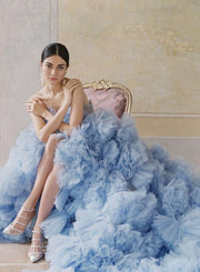 Baby Blue Tulle Gown - Amelie Baku Couture