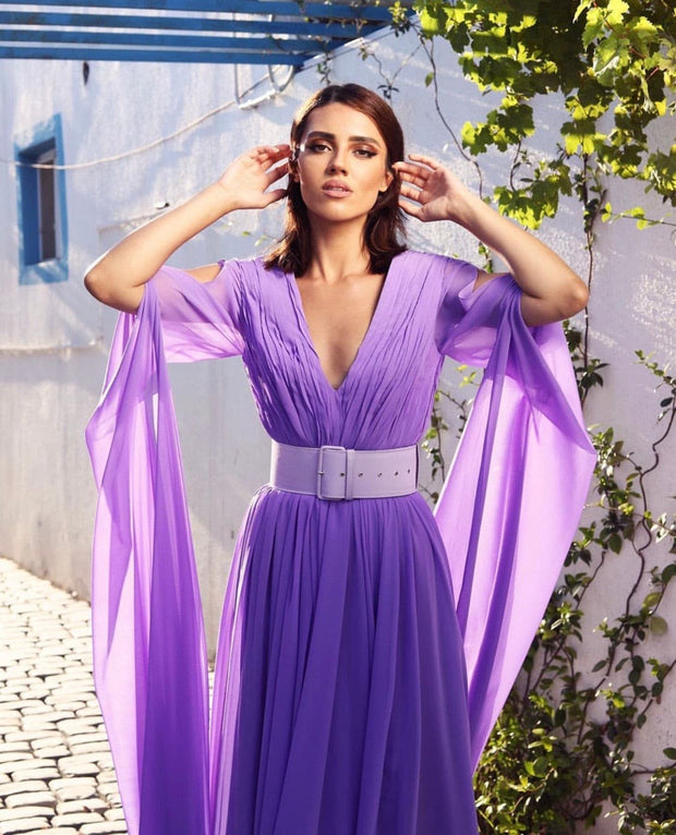 Violet Chiffon Dress - Amelie Baku Couture