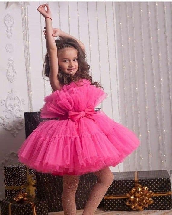 Tulle gown for girl pink - Amelie Baku Couture
