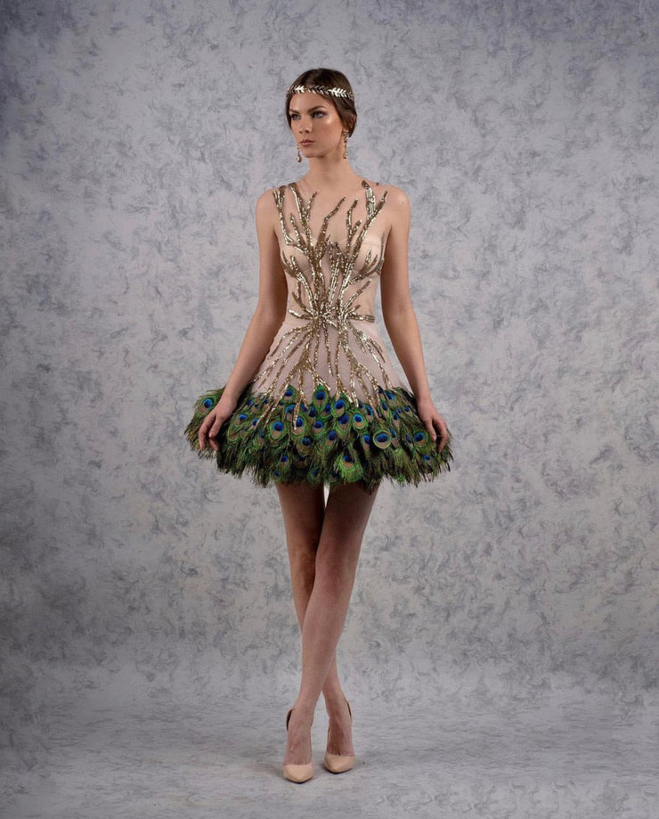 Sleeveless Short Paone Dress - Amelie Baku Couture