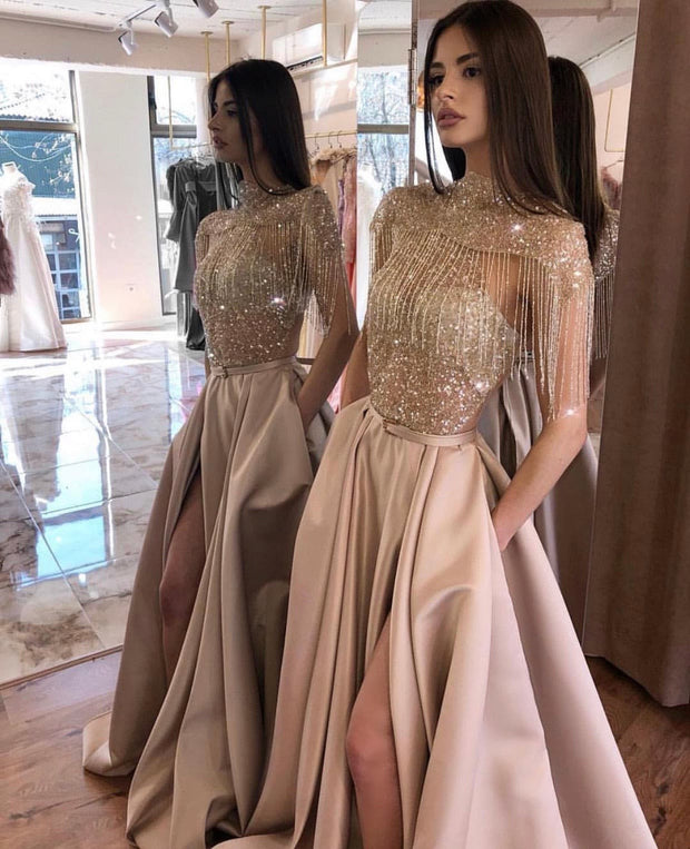 Gold Sparkle Couture Dress - Amelie Baku Couture