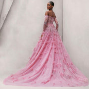 Baby Pink Handmade Feather Gown