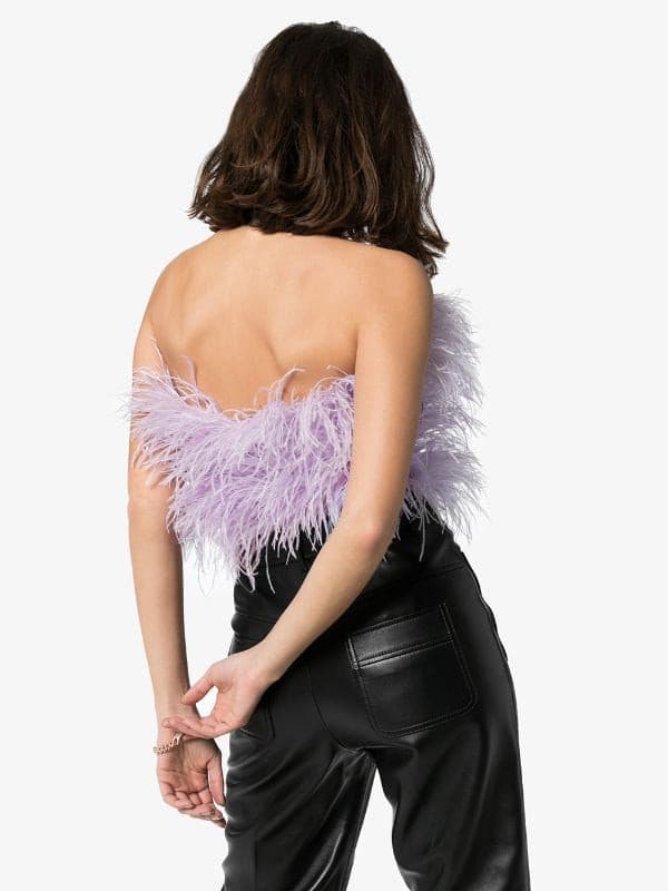 Lilac ostrich feather bandeau top - Amelie Baku Couture