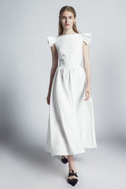 Malena Midi Dress from Bloom collection in White - Amelie Baku Couture