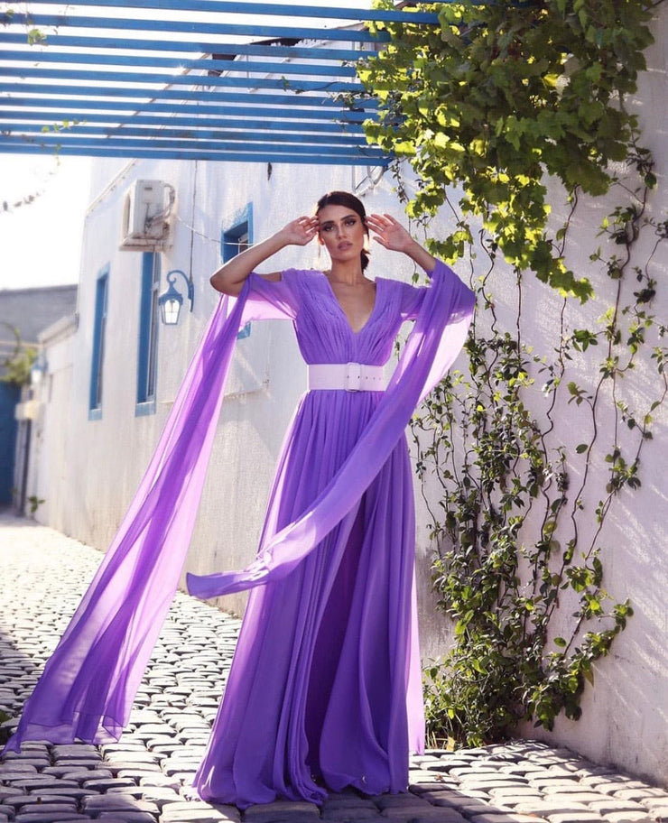 Violet Chiffon Dress - Amelie Baku Couture