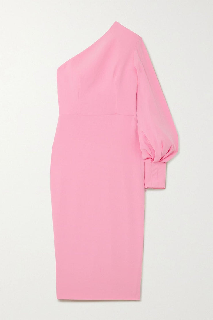 One-shoulder crepe midi dress - Amelie Baku Couture