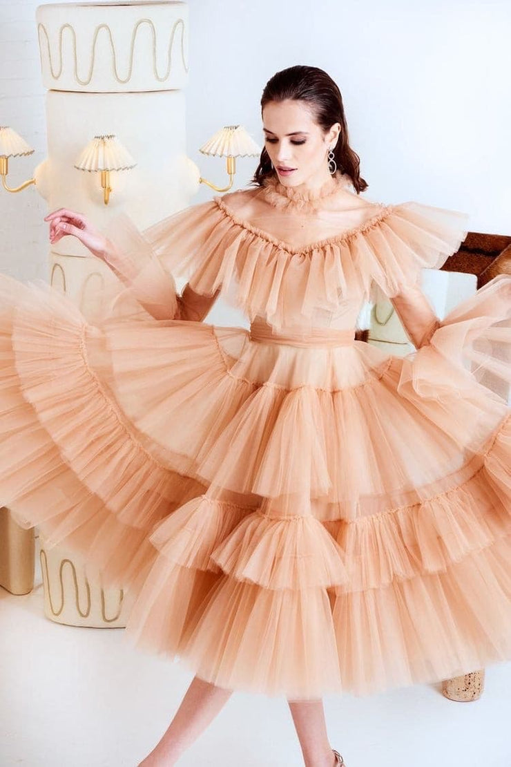 Fallen Midi Dress - Amelie Baku Couture