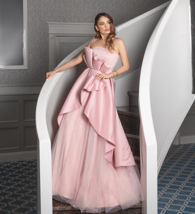 Carmen Gown With Satin Decorative Skirt By Amelie - Amelie Baku Couture