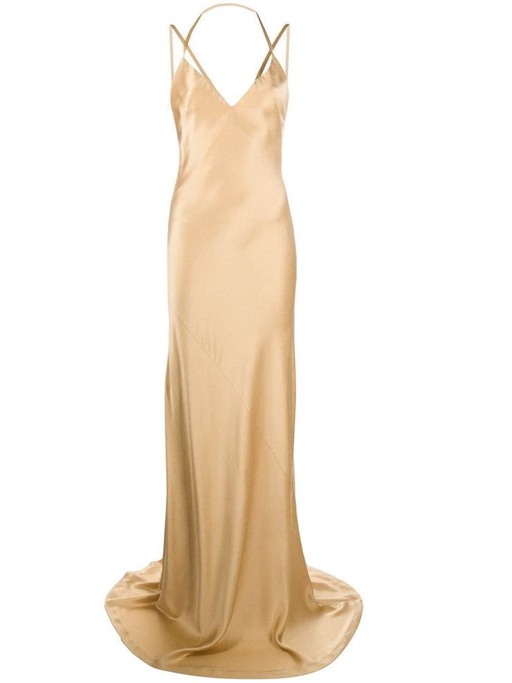 Gold-tone silk maxi dress - Amelie Baku Couture