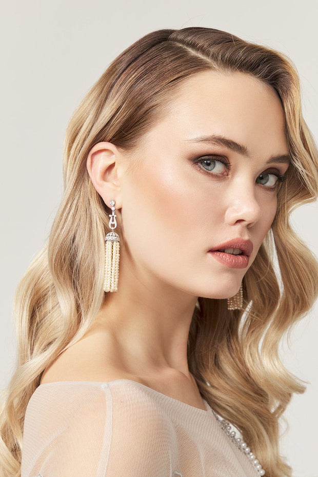 Hannah Diamond &Pearl Earring - Amelie Baku Couture