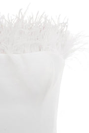 White Strapless Feather Dress - Amelie Baku Couture